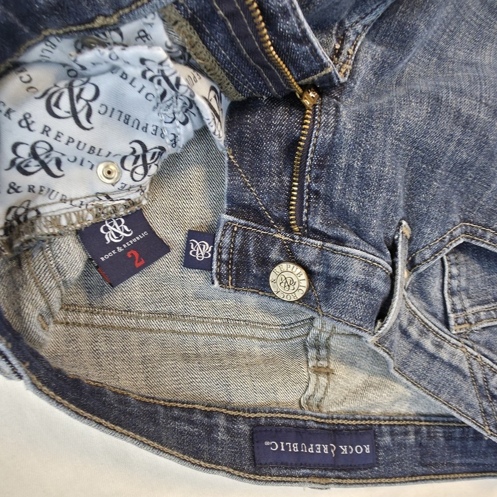 Rock & Republic Womens Jeans Berlin Blue Skinny Studded Size 2 Long 28x33 Tall - Picture 10 of 11